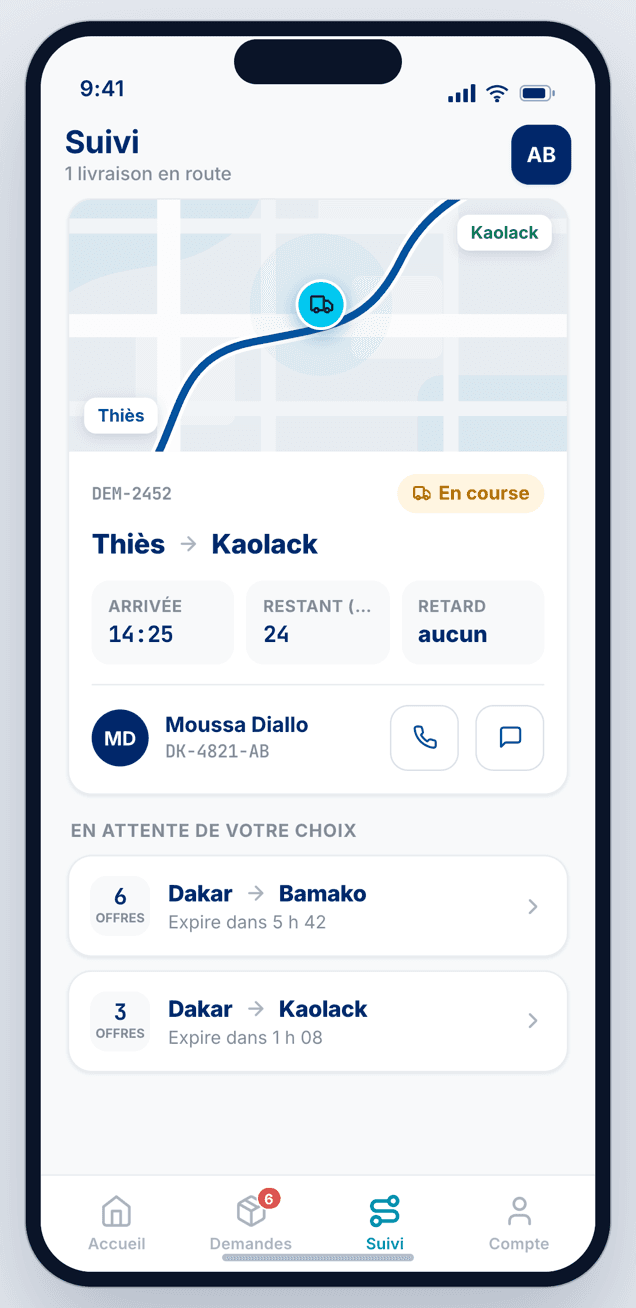 Ecrã de seguimento de uma entrega na aplicação Go